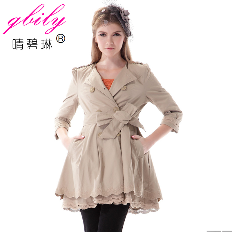 2012 fashion vintage loose plus size women's medium-long trench outerwear female 1121301100