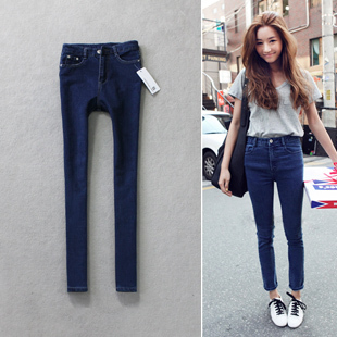 2012 fashion vintage small high waist slim elastic stovepipe pencil jeans 3001