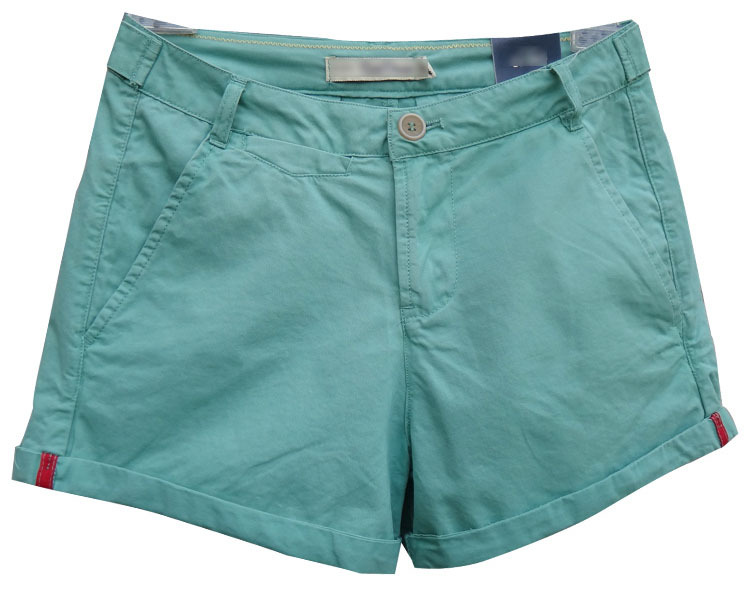 2012 fashion water wash solid color cotton cloth mid waist candy color roll-up hem slim shorts female