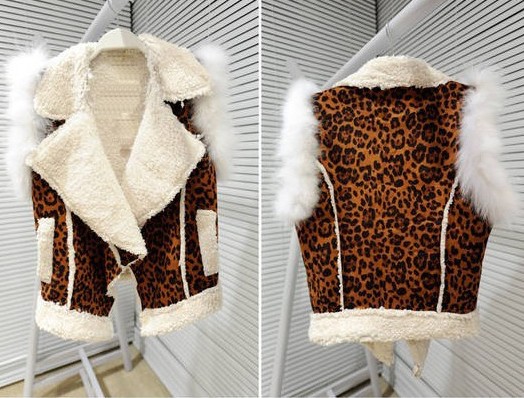 2012 fashion winter fashion luxury leopard vest print berber fleece vest