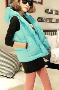 2012 fashion winter hooded brief massifs women's candy bright color cotton vest w293