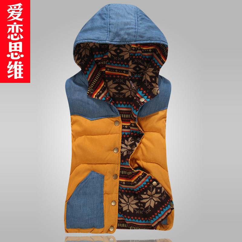 2012 fashion with a hood reversible down cotton vest vest women's m7030