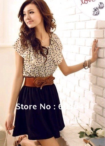 2012 FASHION WOMAN SUMMER DRESS+ WOMAN ONE-PIECE DRESS IN  SLEEVELESS+CHIFON SKIRT IN DOTS+SHORTSKIRT+FREE SHIPPING(1PC) 0173