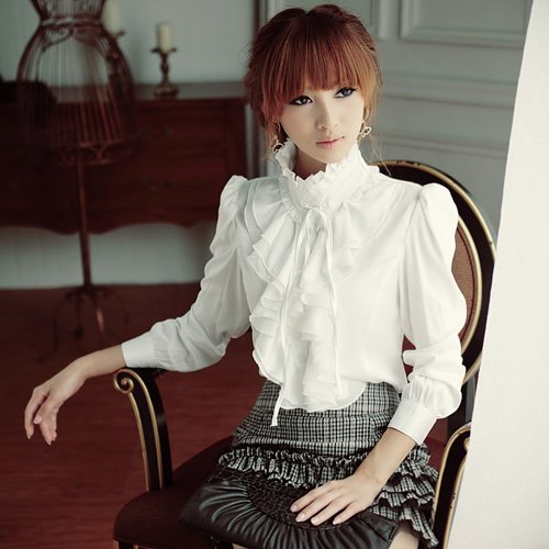 2012 fashion women Chiffon tops OL dress shirt Blouse Summer Free shipping slim long sleeve shirt wholesale high quality clothes