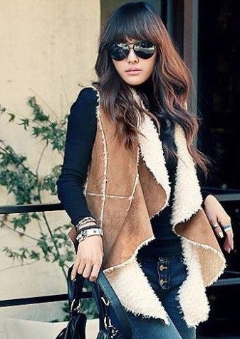 2012 fashion women high quality Sleeveless the deerskin sherpa fashion fed and warm vest waistcoat