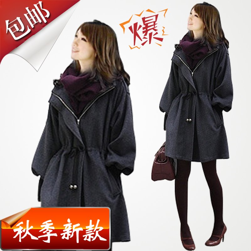 2012 fashion women's autumn and winter woolen overcoat outerwear fashion trench plus size autumn