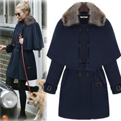 2012 fashion women's cloak design winter autumn woolen coat cashmere outerwear thick trench jackets belt [YZ028]free shipping