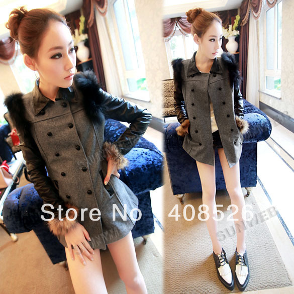 2012 Fashion Women's Long Sleeve Slim Fit Double Breasted Coat Jacket Outwear free shipping 8168