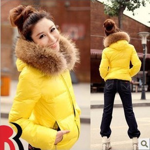 2012 Fashion Women's New Cotton-padded Coat Candy Han Style Thicken With Fur Collars Quilted Jacket 4 Color,Free Shipping