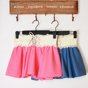 2012 Fashion Women Shorts/High Waist/ Elastic Leisure Pants/Chiffon Lace Belt Ladies Shorts/All-Purpose Style20 Pcs EMS Free#2