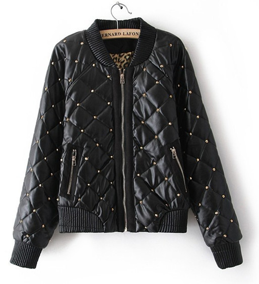 2012 fashionable new PU leather Diamond-shaped rivets plus cotton long-sleeved leather Jacket