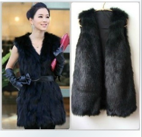 2012 faux fur rabbit sweater vest outerwear