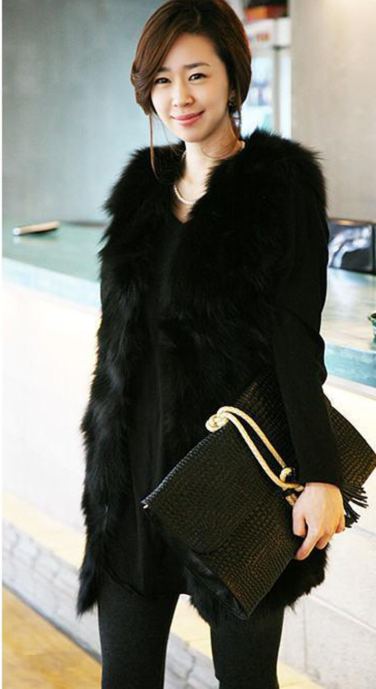 2012 faux fur wool faux vest medium-long vest outerwear, spring and autumn women's outerwear