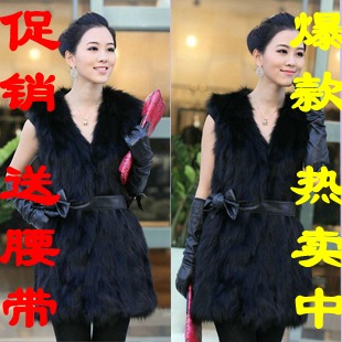 2012 faux fur wool faux vest medium-long vest outerwear spring and autumn women's outerwear