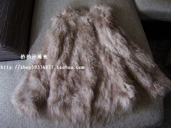 2012 faux fur wool o-neck medium-long outerwear fur coat