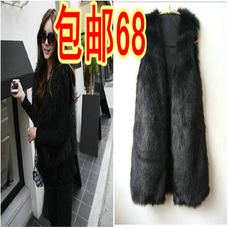 2012 faux hm single vest fur coat faux vest medium-long autumn and winter female