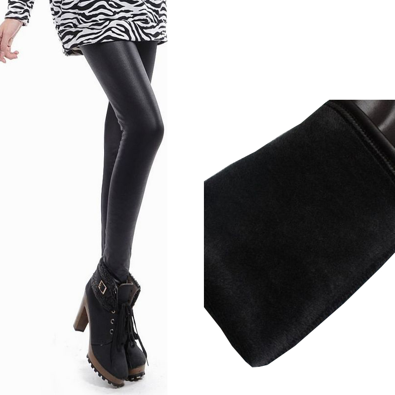 2012 faux leather thickening legging female fashion