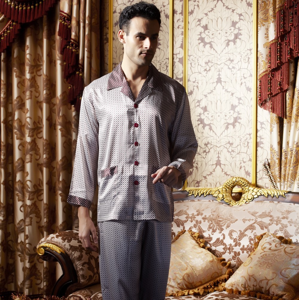 2012 faux silk sleepwear male plus size plus size sleepwear long-sleeve lounge set