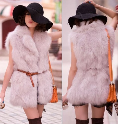 2012 faux women's medium-long vest vest