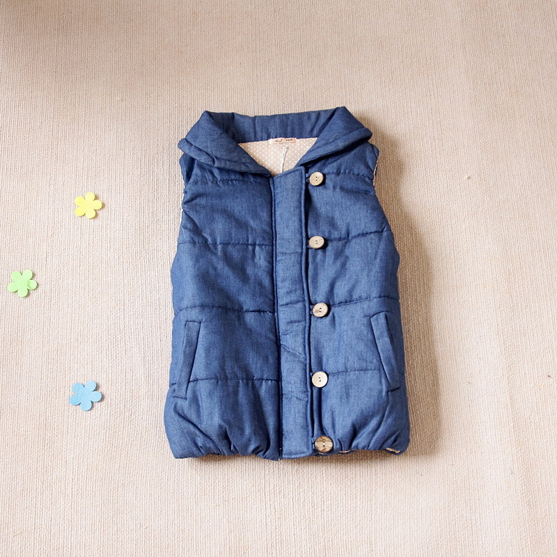 2012 female all-match sweet denim blue cotton vest