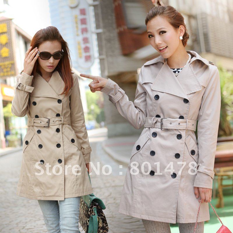 2012 female autumn and winter trench outerwear ultra long slim double breasted outerwear overcoat women's trench