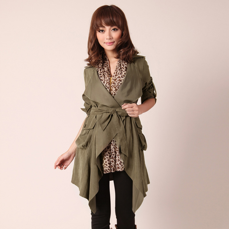 2012 female autumn new arrival fashion irregular thin medium-long slim ol elegant trench outerwear