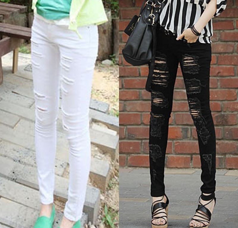 2012 female black elastic casual thin slim pencil jeans skinny pants