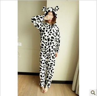 2012 female cow thermal at home service coral fleece sleep set women's free shipping