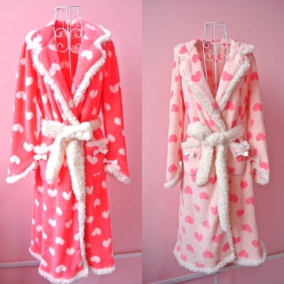 2012 female double faced coral fleece medium-long aesthetic lovely sleepwear robe lounge