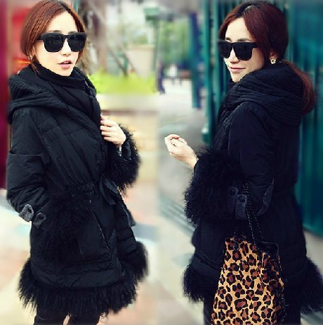 2012 female down coat cloak medium-long down coat thermal women's top free shipping