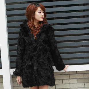 2012 female genuine leather berber fleece stand collar lamb wool long design fur coat overcoat -CJZC