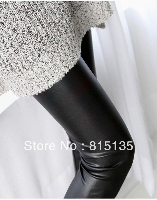 2012 female high waist matte faux leather pants legging