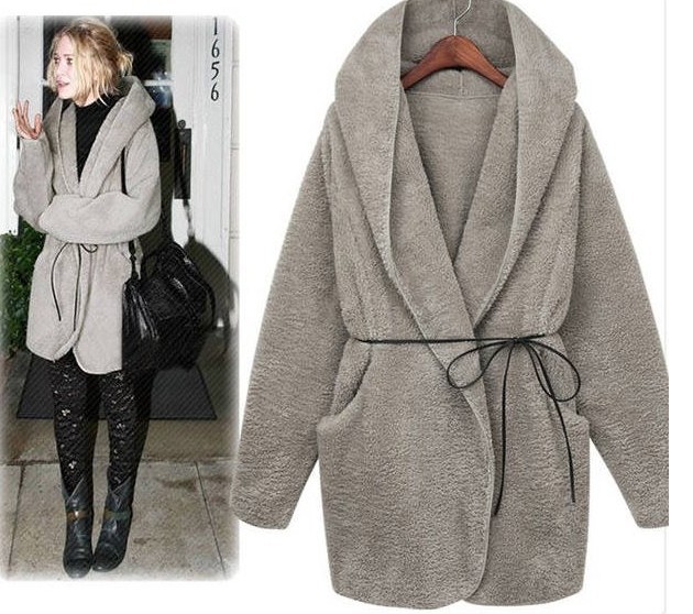 2012 female loose medium-long plus size cloak hooded plush thickening cardigan fur coat