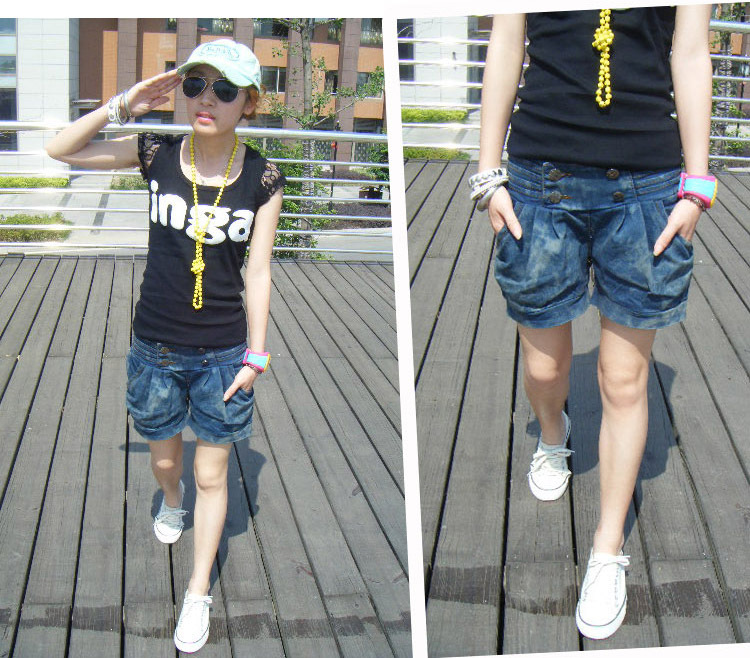 2012 female loose plus size denim harem pants denim pants bloomers shorts 719