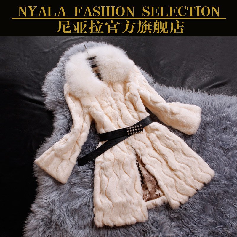 2012 female medium-long fox fur rabbit fur coat r258