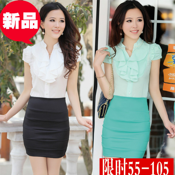 2012 female set dress skirt chiffon work wear formal ol one-piece dress fashion work wear women's set