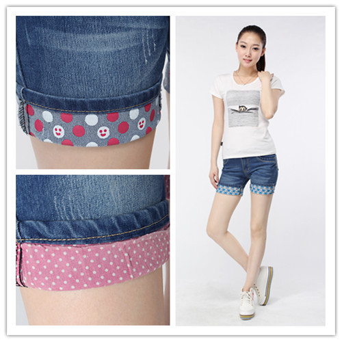 2012 female shorts plus size loose casual capris breeched denim knee-length pants roll up hem shorts