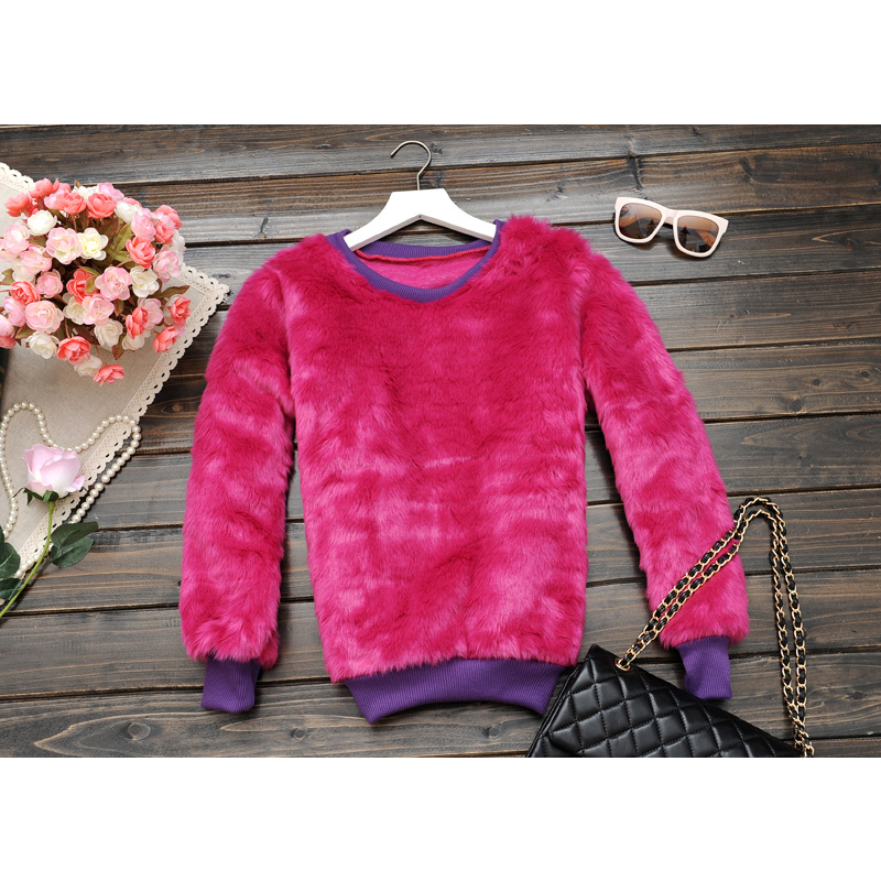 2012 female slim fashionable casual all-match pullover rex rabbit hair plush pullover outerwear