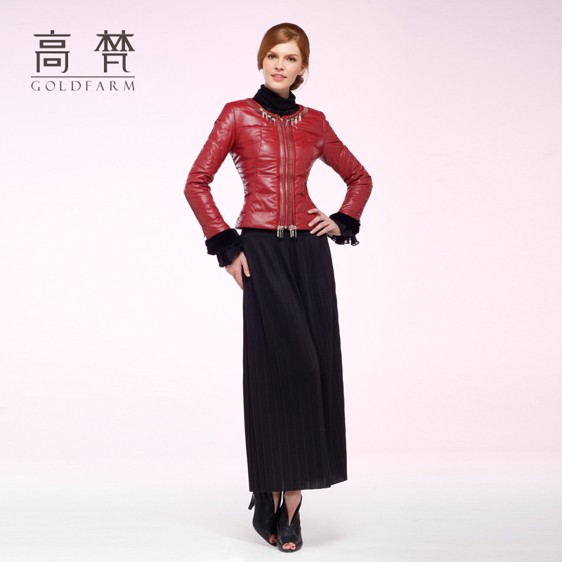 2012 female slim zipper o-neck short design down coat outerwear