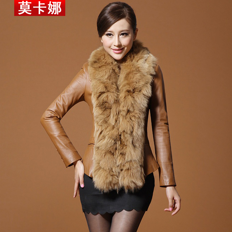 2012 female star hot-selling luxury elegant oversized fur collar leather clothing fur coat