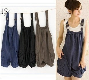 2012 female summer one piece denim high waist mm bib pants shorts loose plus size