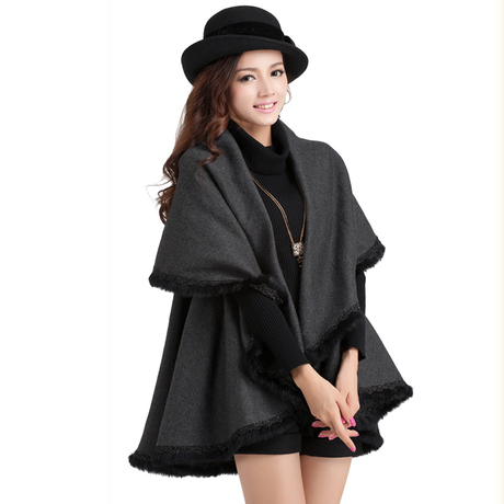 2012 female sweater female sweater medium-long rabbit fur shawl loose plus size outerwear