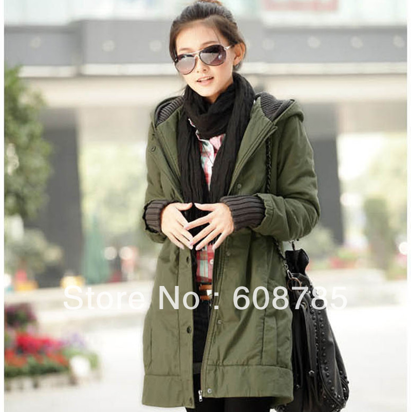 2012 female Thickening cotton-padded jackets wadded down jacket medium-long thermal hoody outerwear B0196