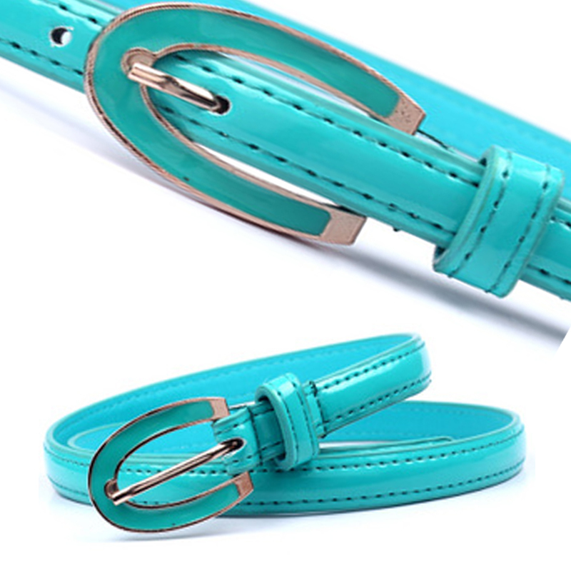 2012 female thin belt women's japanned leather belt candy color all-match fashion Women strap n007