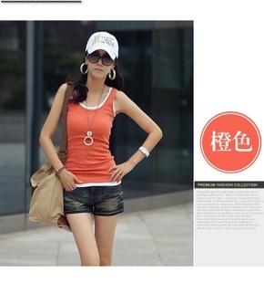 2012 female vest long design spaghetti strap vest rib knitting 100% all-match cotton tank