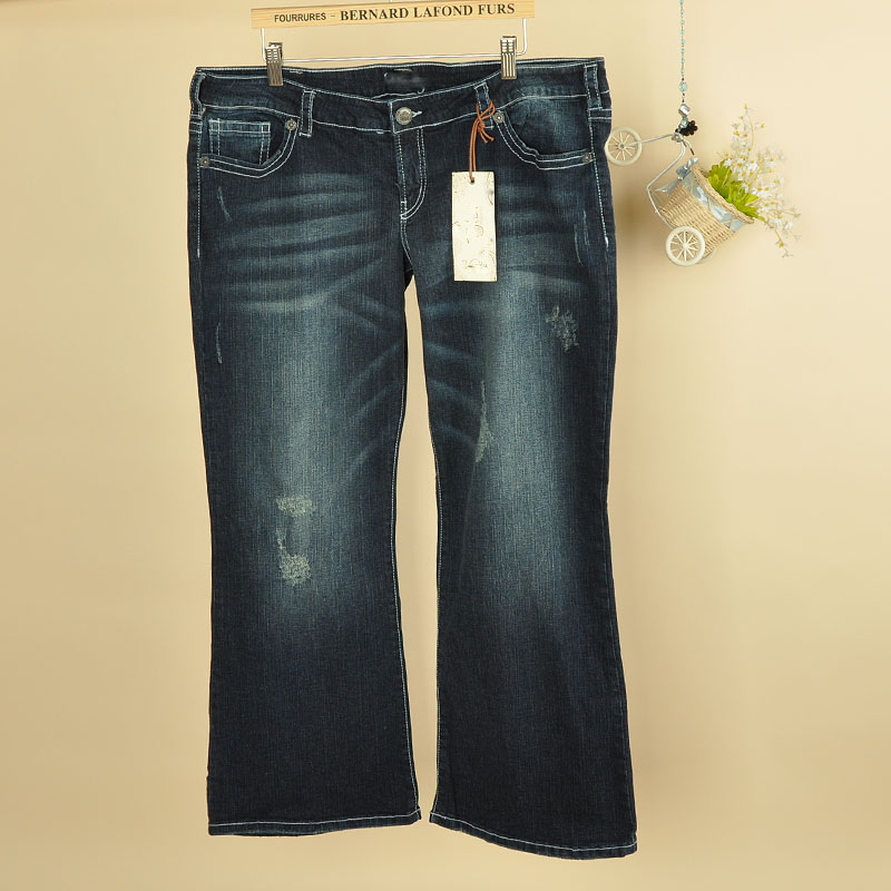 2012 female water wash distrressed retro finishing jeans bell-bottom trousers plus size 1w47k (WC001)