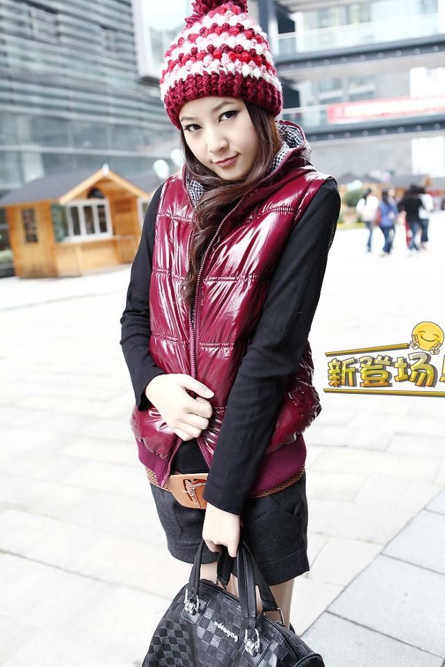 2012 female with a hood reversible lovers glossy thickening vest cotton-padded jacket vest