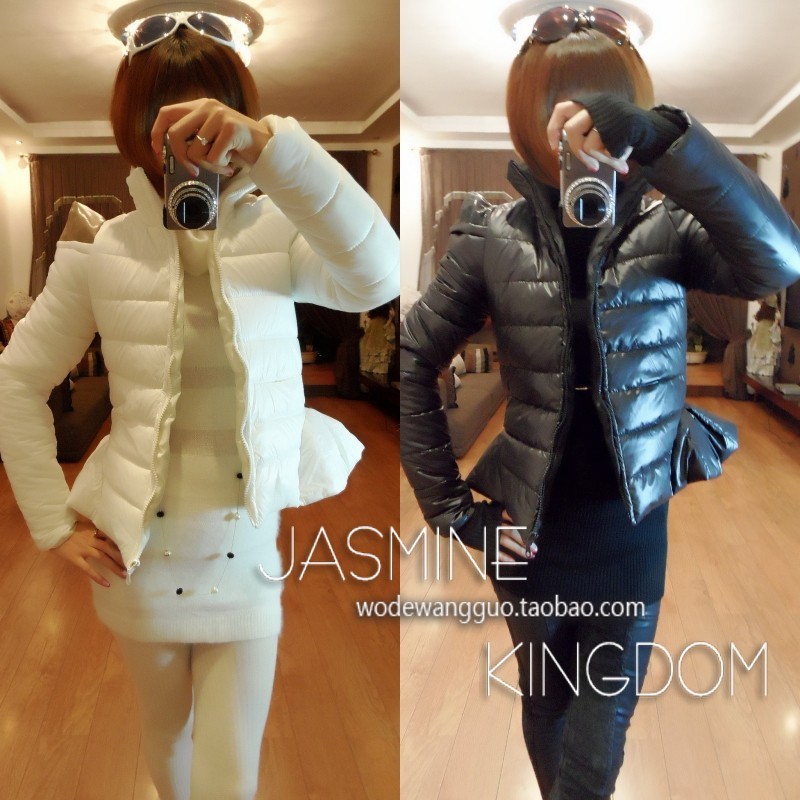 2012 female women duck down coat cotton-padded jacket cute skirt wadded outerwear slim waist stand collar  cotton-padded jacket