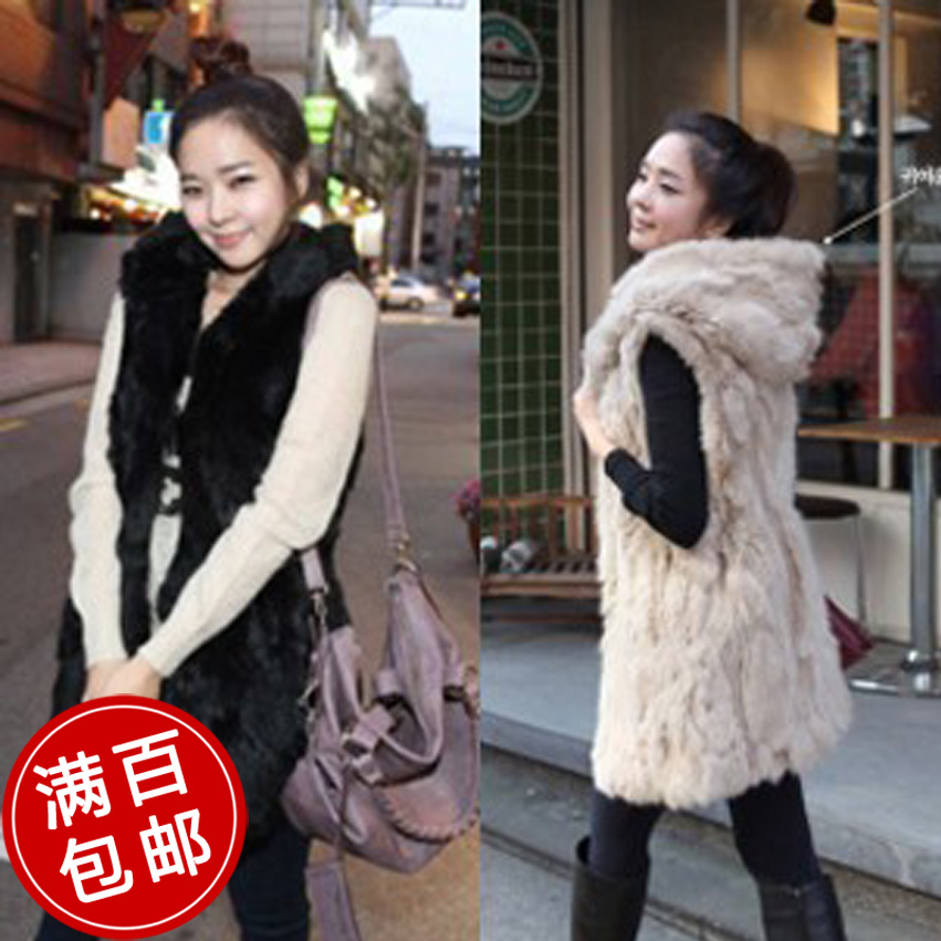 2012 fleece vest outerwear faux fashion medium-long women's spring and autumn hooded