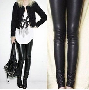 2012 four seasons all-match ankle length legging matte leather pants